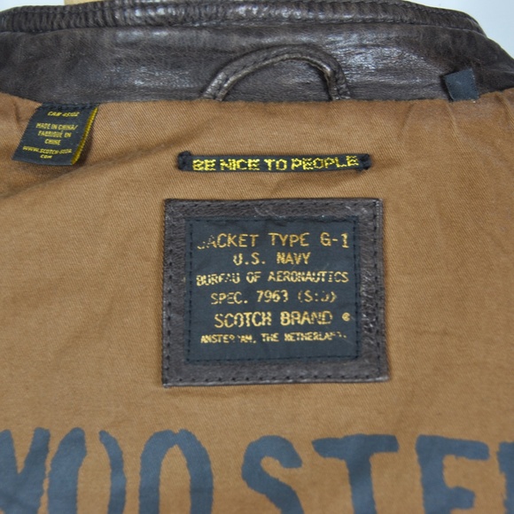 VTG SCOTCH & SODA Brown Bomber Moto Jacket - Picture 14 of 16